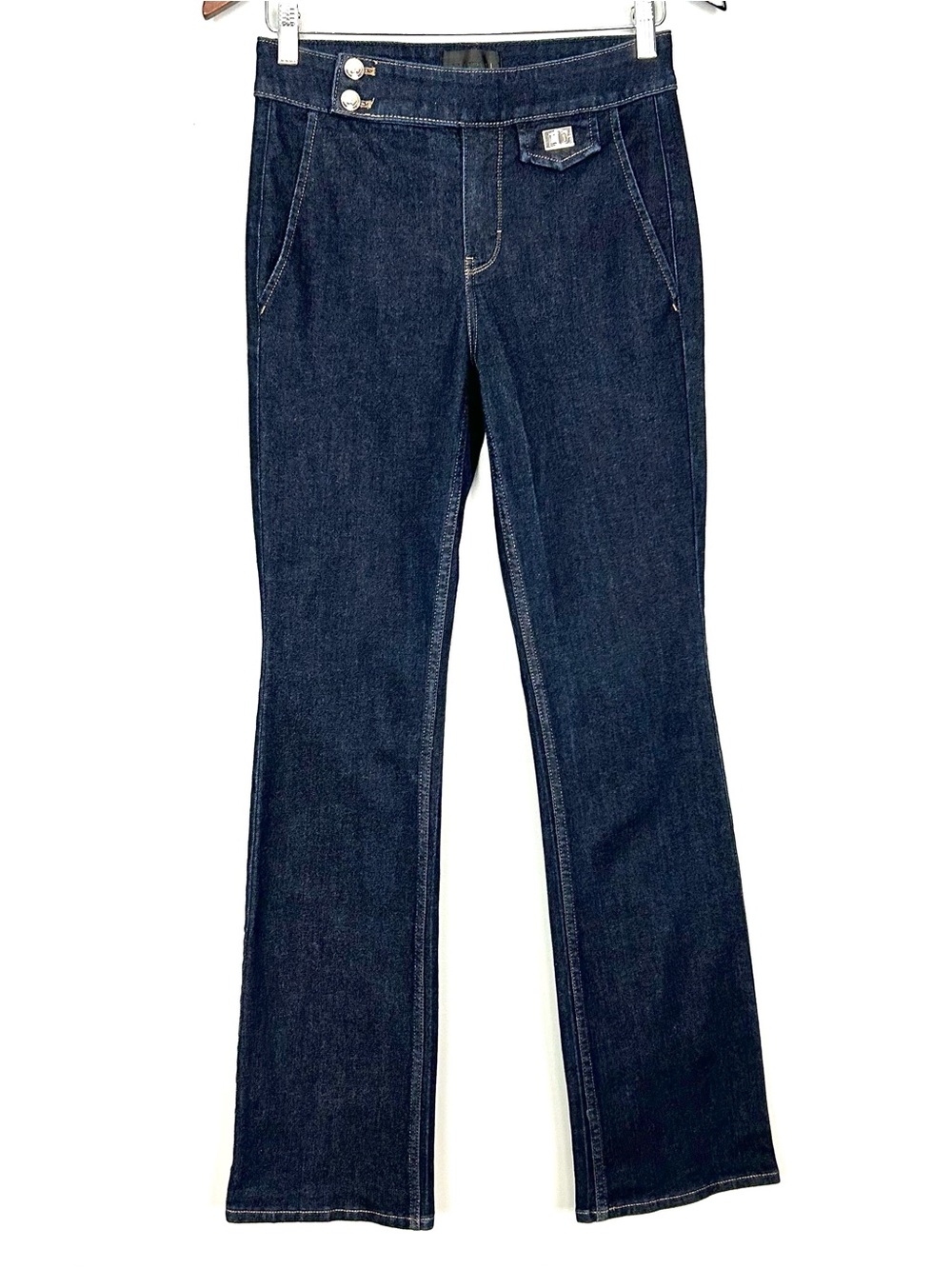 WHBM High Rise Sculpt Bootcut Jeans Women’s Size 2 Tab Waist Dark Wash Stretch